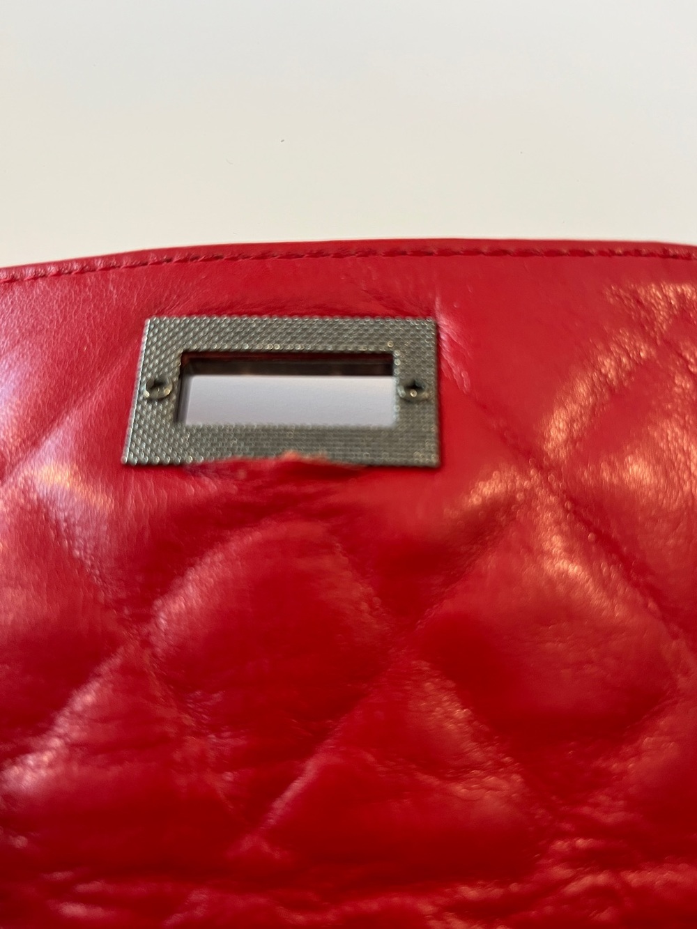 Quilted Red Leather Mini Crossbody Bag Chain Strap Turn Lock Made in Italy - Picture 10 of 14